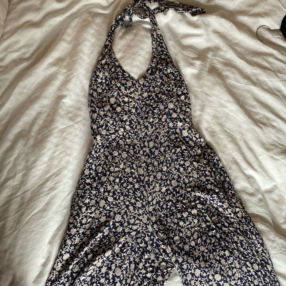 AE Boho Floral Wide Leg, Halter Romper